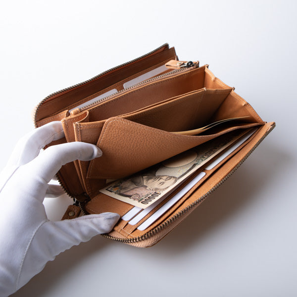 L字ファスナー長財布お札仕切り