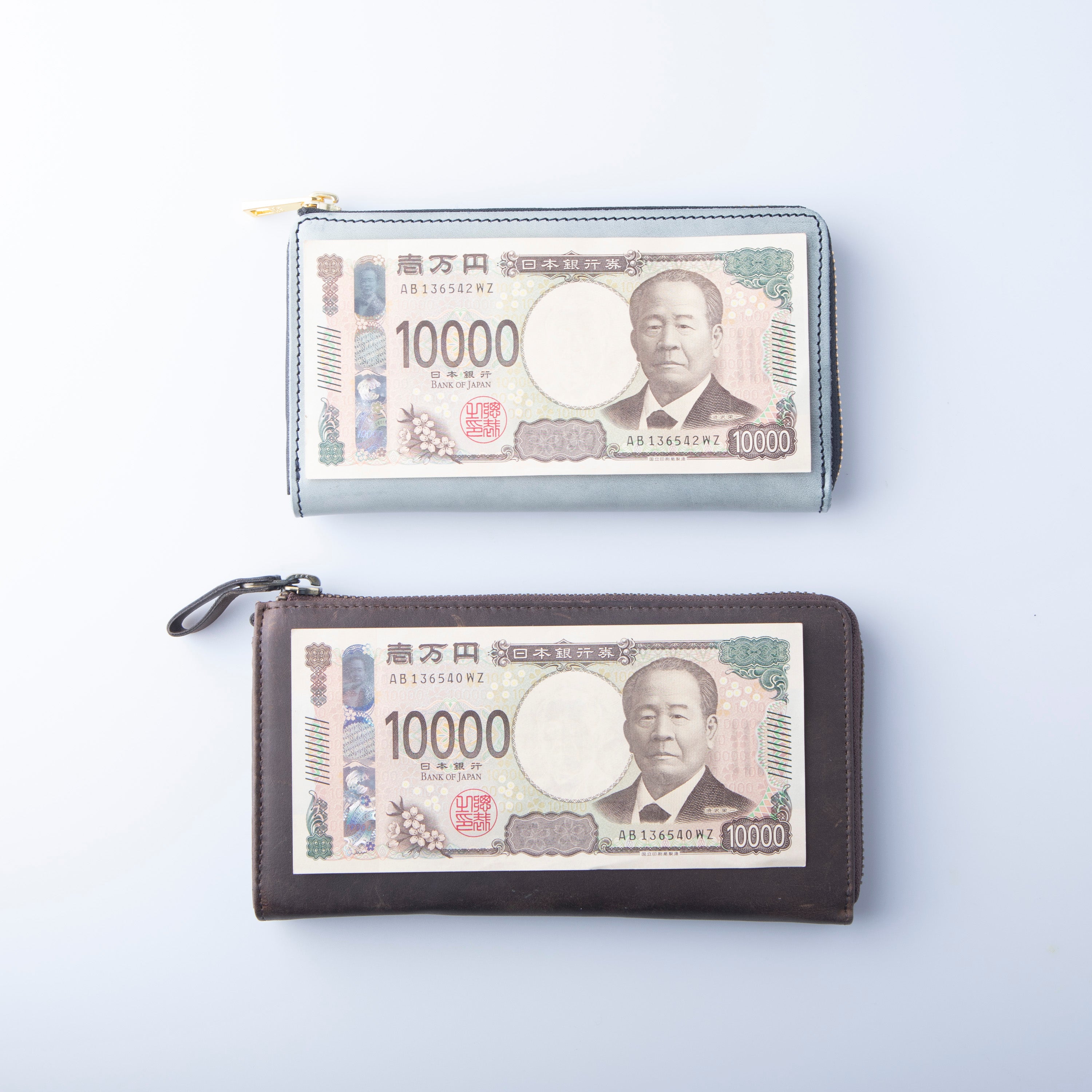 ホワイトワックス TIDY2.0 小さい長財布 栃木レザー L字ファスナー MANO