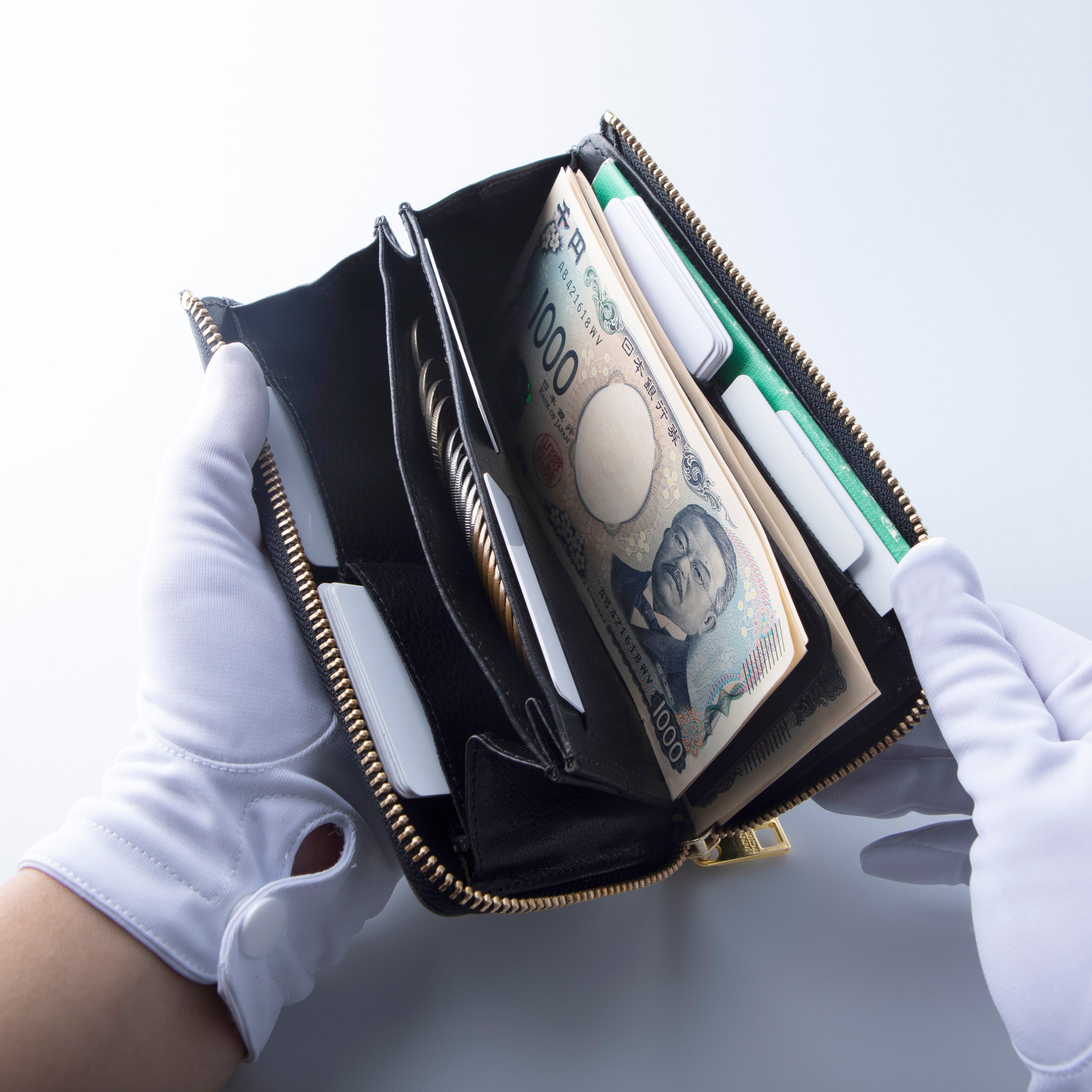 ホワイトワックス TIDY2.0 小さい長財布 栃木レザー L字ファスナー MANO