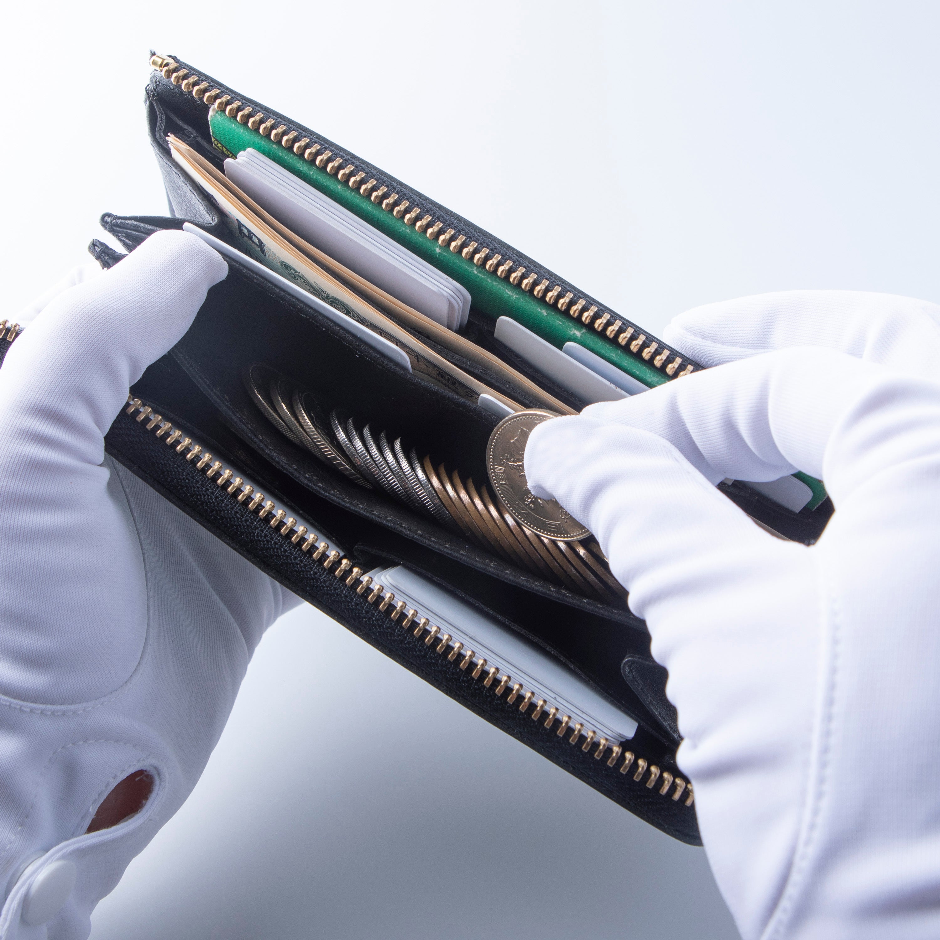 ホワイトワックス TIDY2.0 小さい長財布 栃木レザー L字ファスナー MANO