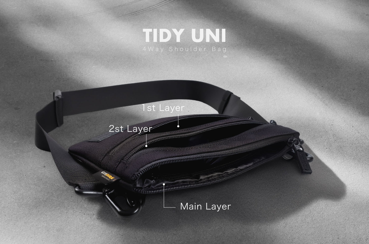 【TIDY UNI】「効率」で容量を超える。3段立体スロット搭載の超軽量ミニマルショルダーバッグ｜Hallelujah